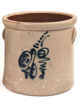 Antique Salt-Glazed Stoneware Crock with Cobalt Blue Number 4 Marking — listing 2