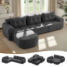 Two-Tone Chenille and Faux Leather Sectional Sofa with Chaise