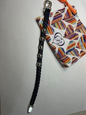 Brighton Silver-Tone Braided Woven Rope Chain Bracelet with Beaded Fold-Over Clasp
