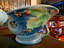 Roseville Bushberry Blue Two-Handled Vase #35-9