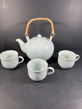 Vintage Japanese Celadon Green Teapot with Hand-Painted Cherry Blossom / Plum Blossom Design — listing 6