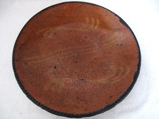 Vintage Redware-Style Slip-Decorated Pottery Bowl with Fruit Basket Motif — listing 4