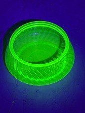 Vintage Uranium Glass Rose Bowl, Frosted Yellow Vaseline Glass, 5.5 inch — listing 2