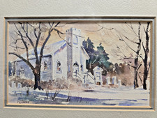 Original Watercolor Painting of Baroque Church Facade, Titled 'Caracas Antiguo', Signed — listing 5