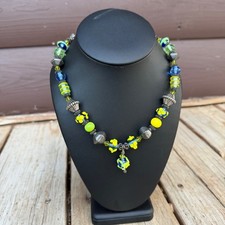 Multi-Color Glass Beaded Frog Figural Drawstring Bag with Lily Pads and Flowers — listing 4