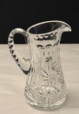 Cut Lead Crystal Flared Vase with Pinwheel and Hobstar Pattern, Sawtooth Rim