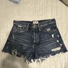 AGOLDE High Rise Distressed Cutoff Denim Shorts, Size 26