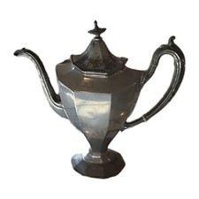 Antique 19th Century Pewter Coffee Pot with Hinged Lid and Angular Handle, Maker Unknown — listing 4