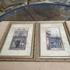 Framed Parisian Storefronts Diptych Print (Café/Antiques Scene)