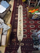 Vintage Needlepoint Floral Bell Pull Tapestry with Brass Hardware — listing 3