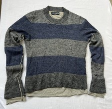 Dolce & Gabbana Black Pointelle Knit Short-Sleeve Henley Top with Blue Glitter Logo, Size 42 (IT) — listing 4