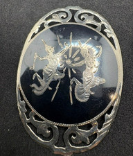 Thai Nielloware Silver Wrap Ring with Gilt Wayang / Deity Figures — listing 4