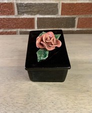 Vintage Porcelain Rose-Motif Covered Trinket / Powder Box, Scalloped Form — listing 2