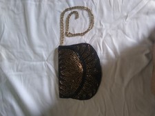 beaded clutch Vintage Beaded Evening Clutch with Detachable Chain Strap — listing 6