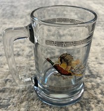 Vintage Etched Glass Beer Stein with Hinged Pewter Lid and Ball Thumblift — listing 6