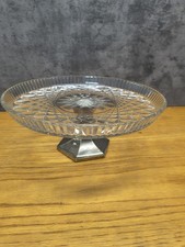 Silverplate Footed Cake Stand with Glass Dome Cover, Grape & Leaf Motif — listing 3