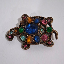 Rhinestone Studded Turtle Brooch/Pendant with Pave Crystal Shell — listing 4
