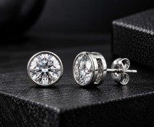 Sterling Silver Diamond-Cut Domed Button Stud Earrings, listing 5