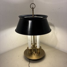 Vintage Brass Bouillotte-Style Twin-Candlestick Table Lamp with Adjustable Bell Shade — listing 3