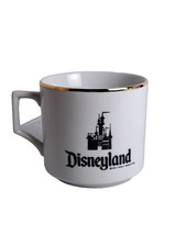 Vintage Disneyland Walt Disney Productions Castle Logo Ceramic Coffee Mug with Gold Rim, Made in Japan