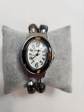 Narmi Beaded Cuff Bracelet Watch with Amber & Tiger's Eye Glass Beads — listing 5
