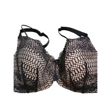 Black Lace & Cream Padded Underwire Bra with Polka Dot Mesh, Size 38D, listing 2