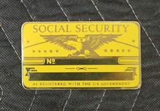 Vintage Brass Metal Engraved Social Security Card - Donald E. Strange, No. 030-09-5270 — listing 4