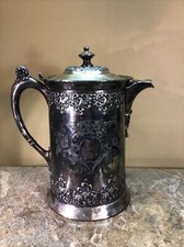 Forbes Silver Co. Silverplate Water Pitcher with Floral Repoussé Rim — listing 6