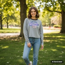 New York Giants Women's Cropped Colorblock T-Shirt, NFL Team Apparel, Size XXL — listing 3