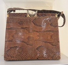 Vintage Black Snakeskin Embossed Leather Shoulder Bag with Coin Purse — listing 5