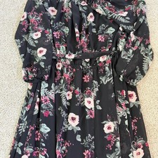 Jones Studio Woman Fuchsia Draped Jersey Dress with Rosette Detail, Size 16W — listing 2