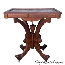 Antique Victorian Two-Tier Spool-Turned Square Parlor Table — listing 2