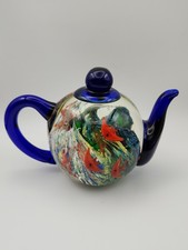 Art Glass Teapot-Shaped Aquarium Paperweight with Lampwork Fish and Millefiori — listing 6
