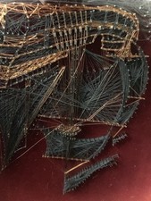 Handmade Folk Art String Art Sailing Ship Model with Wooden Masts — listing 6