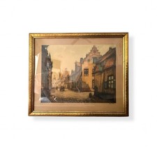 Limited Edition Lithograph, Old City Street Scene with Donkey, Signed and Numbered 6/200, Framed — listing 2