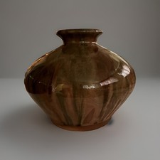 Vintage Brown Drip Glaze Ceramic Tumbler / Vase