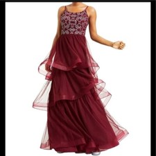Red Tiered Ruffle Tulle Costume Gown with Feather Detail No tags at all — listing 6