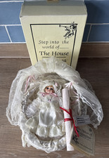 Small Porcelain-Head Baby Doll in White Embroidered Organza Christening Gown, 8.5 inch — listing 5