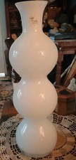 Pair of White Cased Glass Ovoid Vases with Horizontal Ribbed Beehive Bands — listing 6