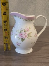 Bone China Creamer with Crimson and Gold Floral Band — listing 2