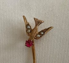 Antique Pearl Stickpin with Gold-Tone Tapered Shaft — listing 5