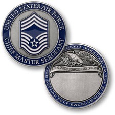 USAF Chief Master Sergeant (E9) Rank Insignia Pair on Original Card with Souvenir Dog Tag — listing 3