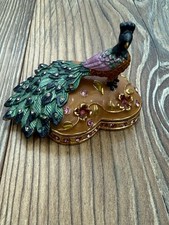 Enameled Jeweled Peacock Trinket Box with Rhinestone Accents — listing 6