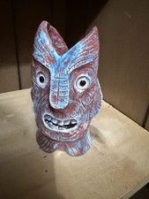 Green Glazed Ceramic Tiki Mug with Molded Fish and Bamboo Motif — listing 6