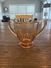 Amber Depression Glass 8 inch Octagonal Plate, Starburst / Spider Web Pattern — listing 4