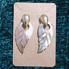 Pair of Leaf Vine Drop Earrings, Gold-Tone