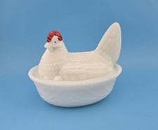 Milk Glass Hen on Nest Covered Dish, 3.5 x 5 inch, Marked 5 — listing 5