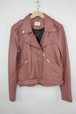 Gestuz Leather Café Racer Moto Jacket with Red & White Racing Stripes — listing 3