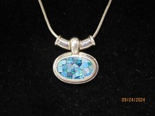 Gold Herringbone Chain Necklace with Five Pear-Shaped Opal Cabochons — listing 6