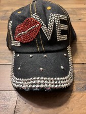 Distressed Denim Bling Baseball Cap with Rhinestone LOVE Lettering — listing 3